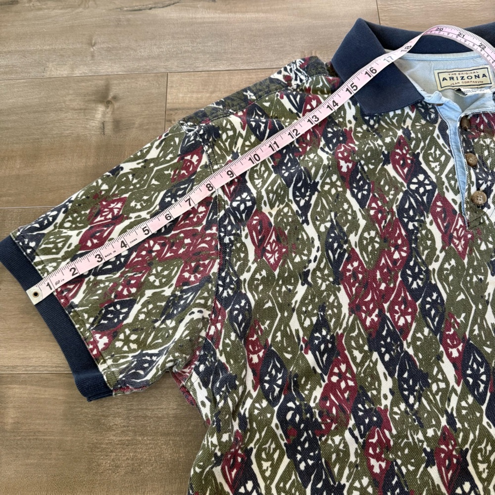 Vintage Arizona Jean Company Polo Men XL Leaf Print Y2K 90s Short Sleeve Shirt - Picture 10 of 10